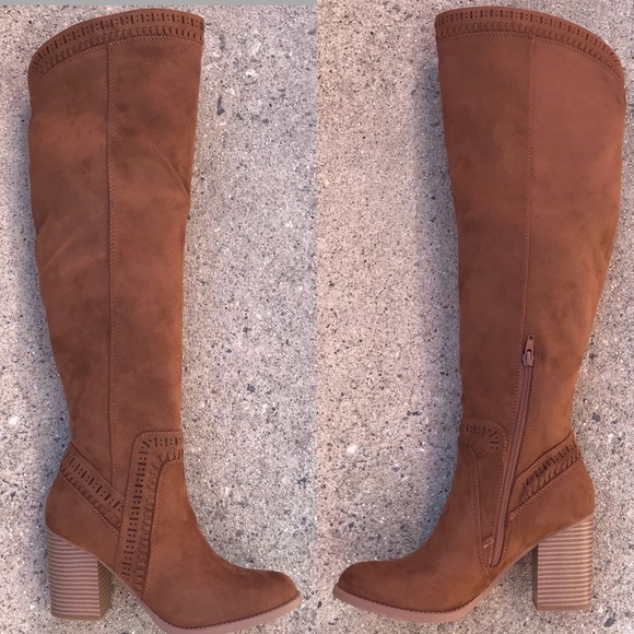 BEST SELLER Soda Shoes Chestnut Brown Knee High Heeled Boot Nu Shuz Key West - Picture 2 of 8